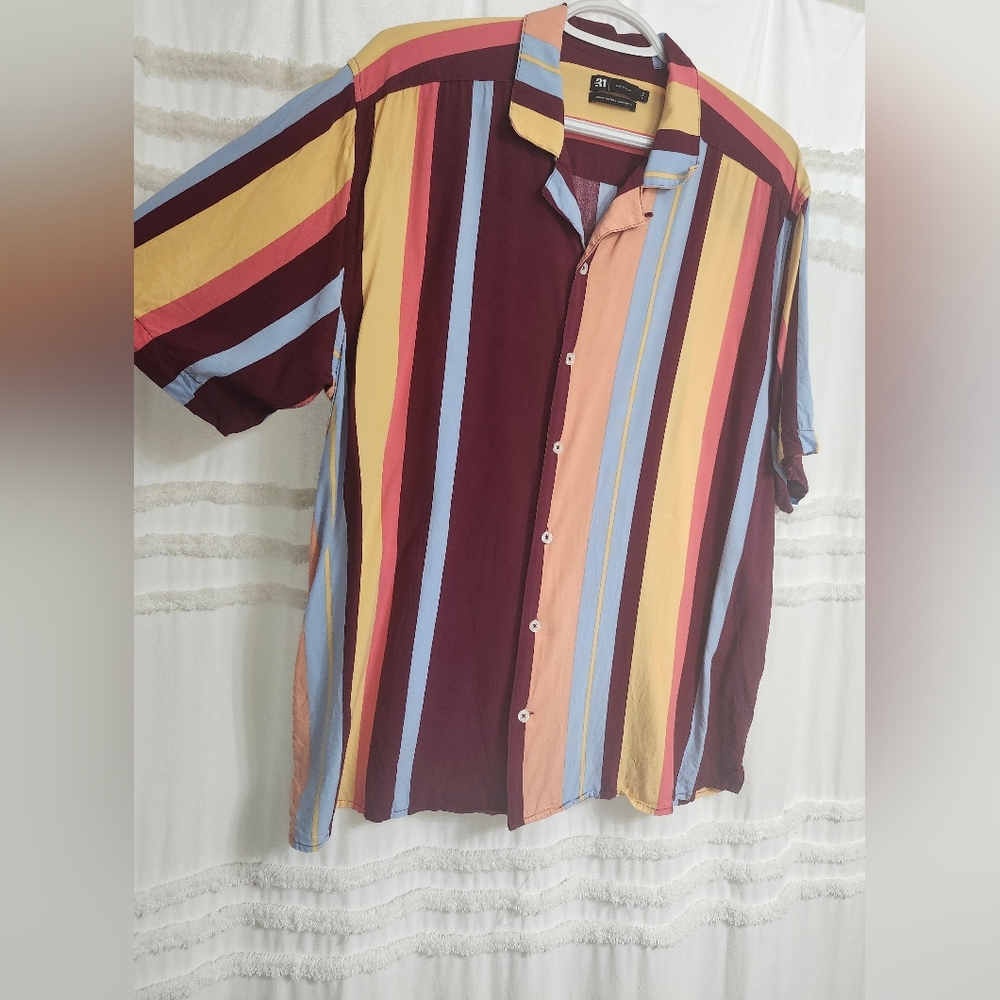 Le 31 By Simons, Multicolor Striped Casual Shirt.